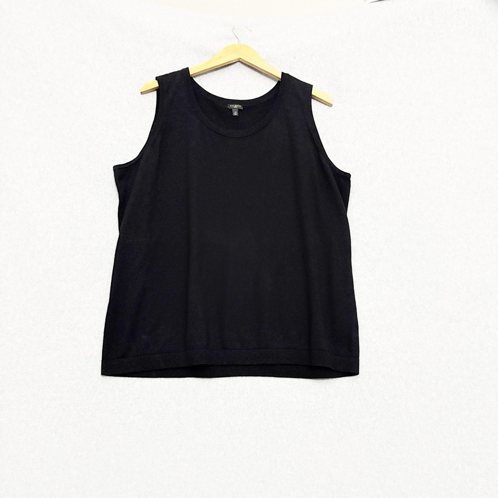 Talbots Knit Sleeveless Top Size 2X Black Sweater Office Classic Career Stretch